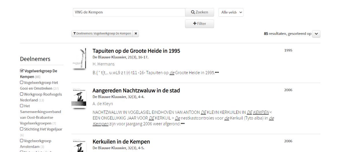 Vogelwerkgroep de Kempen heeft het archief met tal van uitgaven (≥85 Blauwe Klauwier) recent gedigitaliseerd en ondergebracht bij de site 'Natuurtijdschriften'.
Jaargang 1979 tot heden, Blauwe Klauwier.

natuurtijdschriften.nl/search#filter=…

Veel lees plezier!
