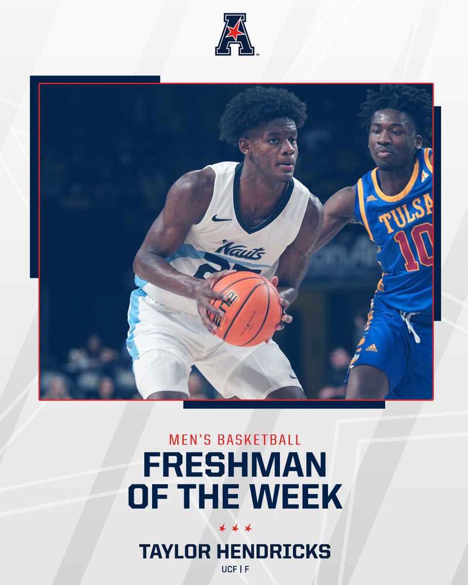 American MBB (@american_mbb) on Twitter photo Taylor Hendricks of <a href="/UCF_MBB/">UCF Men’s Hoops 🌴</a> has been named the #AmericanHoops Freshman of the Week for a 7th time this season, a new <a href="/American_Conf/">The American</a> record! Taylor Hendricks of <a href="/UCF_MBB/">UCF Men’s Hoops 🌴</a> has been named the #AmericanHoops Freshman of the Week for a 7th time this season, a new <a href="/American_Conf/">The American</a> record!