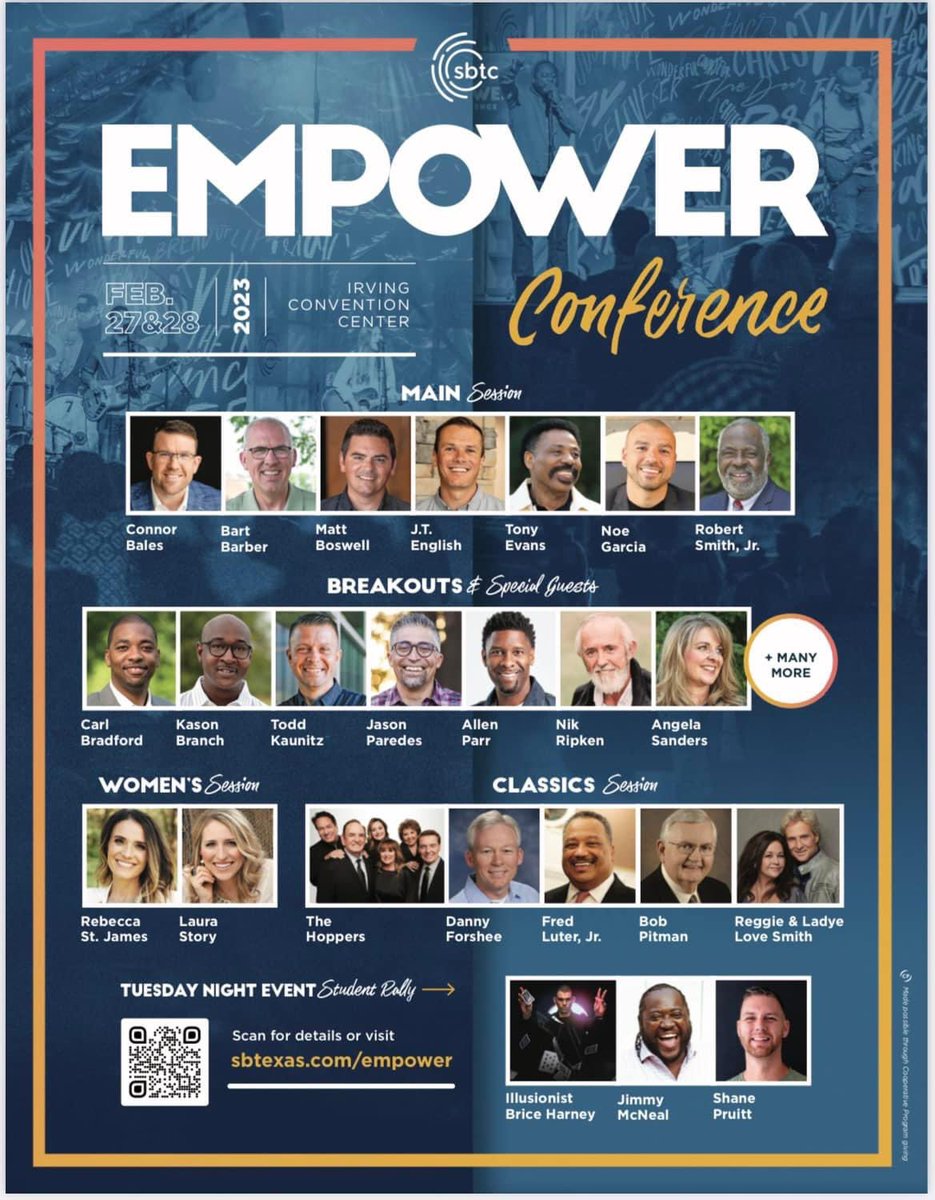 These types of top tier conferences typically cost a couple of hundred dollars to attend. The @_SBTC’s Annual Empower Conf is FREE. #empower23
@RebeccaStJames 
@jt_english @drtonyevans @shane_pruitt78 @toddkaunitz @FredLuter