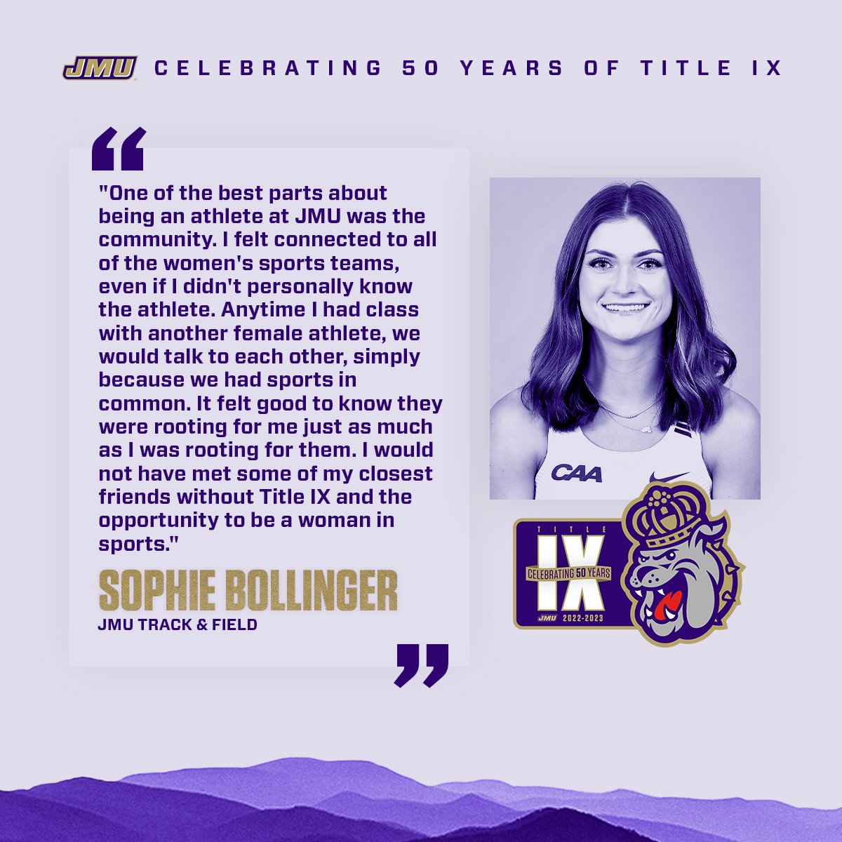 𝐂𝐞𝐥𝐞𝐛𝐫𝐚𝐭𝐢𝐧𝐠 𝟓𝟎 𝐘𝐞𝐚𝐫𝐬 𝐨𝐟 𝐓𝐢𝐭𝐥𝐞 𝐈𝐗

For alumnae @sophboll, it was about the community and connections made with other female student-athletes at JMU! 🤝

#GoDukes