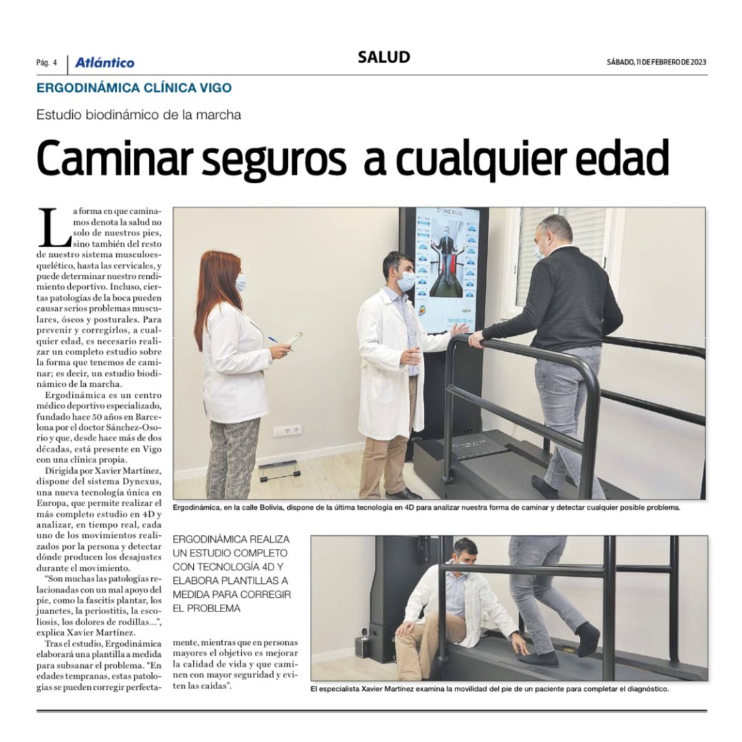 “Caminar seguros a cualquier edad”, artículo publicado del Diario Atlántico en el que se detalla nuestra labor en la 📍Clínica de Vigo de la mano de Xavier Martínez y su equipo💪🏼 

¡Muchas gracias <a href="/AtlanticoDiario/">Atlántico</a> !🤗

•
#noticia #dynexus #vigo #ergodinamica