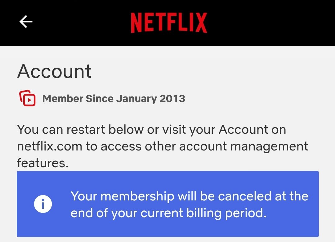 If I cant share the service that I paid for (and I paid your higher rate for more available simultaneous screens) with other members of my family, then I can't be bothered with you at all. I have choices. #CancelNetflix <a href="/Netflix_CA/">Netflix Canada</a> <a href="/CraveCanada/">Crave</a> <a href="/discoveryplus/">discovery+</a> <a href="/DisneyPlus/">Disney+</a> <a href="/Tubi/">Tubi</a>