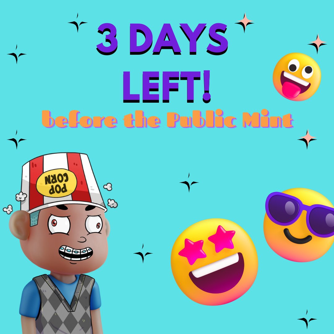 Yeay! only 3 days left before the Public Mint is start on explosif.io🔥
don't forget to join our discord for the latest update and info about the kiddos👦

#CNFT #CNFTs #CNFTProject #CNFTCommunity #CNFTCollection #CNFTCollection #NFTCommunity #NFTs #NFTcollections