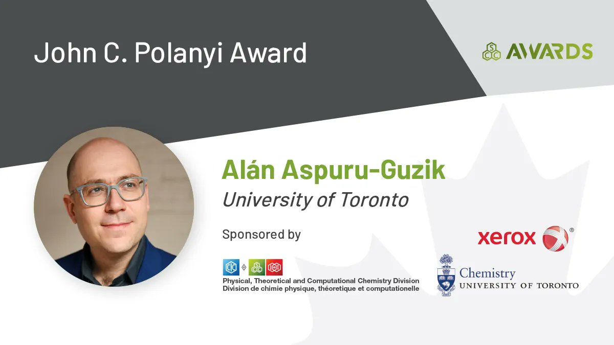 CIC_ChemInst's tweet photo. John C. Polanyi Award is presented for excellence by a scientist carrying out research in  physical, theoretical or computational chemistry or chemical physics. Congrats Prof. Alán Aspuru-Guzik @A_Aspuru_Guzik of @UofT on being the recipient of this award. https://t.co/rPiG3FxYJ1 https://t.co/PiJRxaMAZB