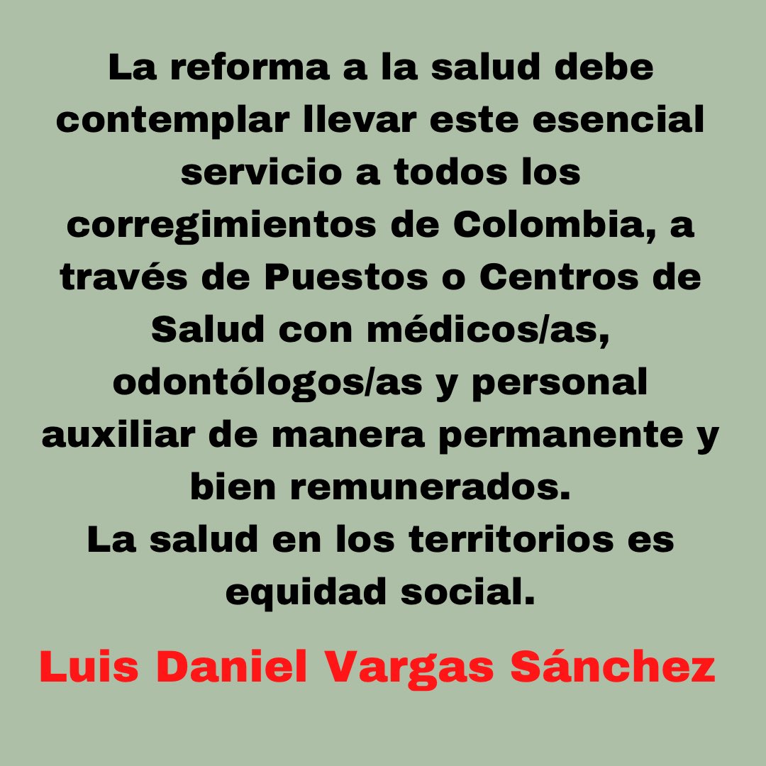 #ReformaALaSalud #SaludParaTodos #SaludPública <a href="/petrogustavo/">Gustavo Petro</a> <a href="/PartidoVerdeCoL/">Partido Alianza Verde 🌻</a>