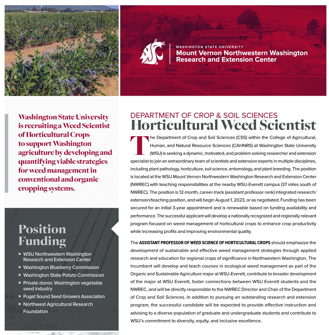 WSU Mount Vernon (@wsu_nwrec) on Twitter photo We're hiring a Horticultural Weed Scientist to join our faculty! Application review begins March 6. More info here: mtvernon.wsu.edu/blog/2023/02/0… <a href="/wsucahnrs/">WSU CAHNRS</a> We're hiring a Horticultural Weed Scientist to join our faculty! Application review begins March 6. More info here: mtvernon.wsu.edu/blog/2023/02/0… <a href="/wsucahnrs/">WSU CAHNRS</a>