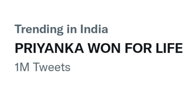 TellyFusion's tweet photo. PRIYANKA WON FOR LIFE has crossed 1 Million tweets. 

Retweet | If you're Happy.

#PriyankaChaharChoudhary #PriyankaPaltan #PriyAnkit https://t.co/YYedLktyQL