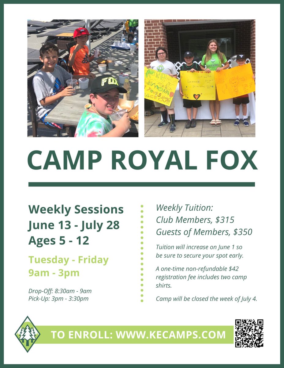 TheRoyalFoxCC's tweet photo. Don't miss out on the adventure of a lifetime! Sign up for Camp Royal Fox today 🏕️🦊 #CampRoyalFox #AdventureAwaits 

To sign up visit https://t.co/ZpzzAIXN3f https://t.co/JOIQroFea3