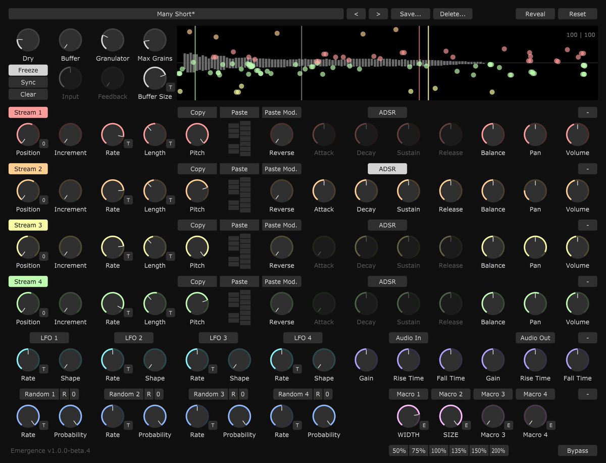 cdmblogs's tweet image. Emergence 1.0 granular plug-in arrives, with host sync, audio modulation, ADSR, presets, more -  cdm.link/2023/02/emerge… - and a look at all the fantastic granular tools we've been getting lately.