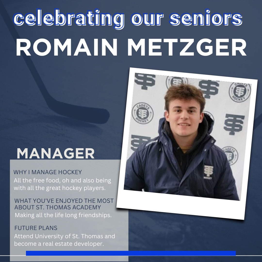 Cadets_hockey's tweet photo. In the week where we will be celebrating our seniors, we would like to kick it off by thanking and recognizing our three senior managers, Asa Rapp, Nick Henseler and Romain Metzger. The impact of their hard work and dedication is immeasurable…thank you! #GoCadets #AllThingsSTA https://t.co/VNXWgdKNmd