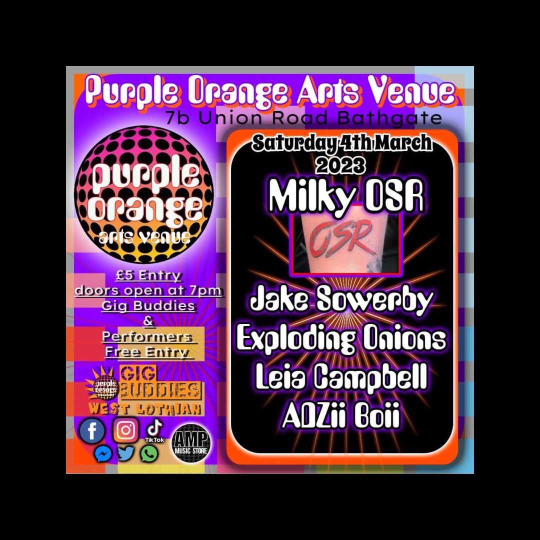 explodingonions's tweet image. Supporting @milkyosr in Bathgate on 4th March