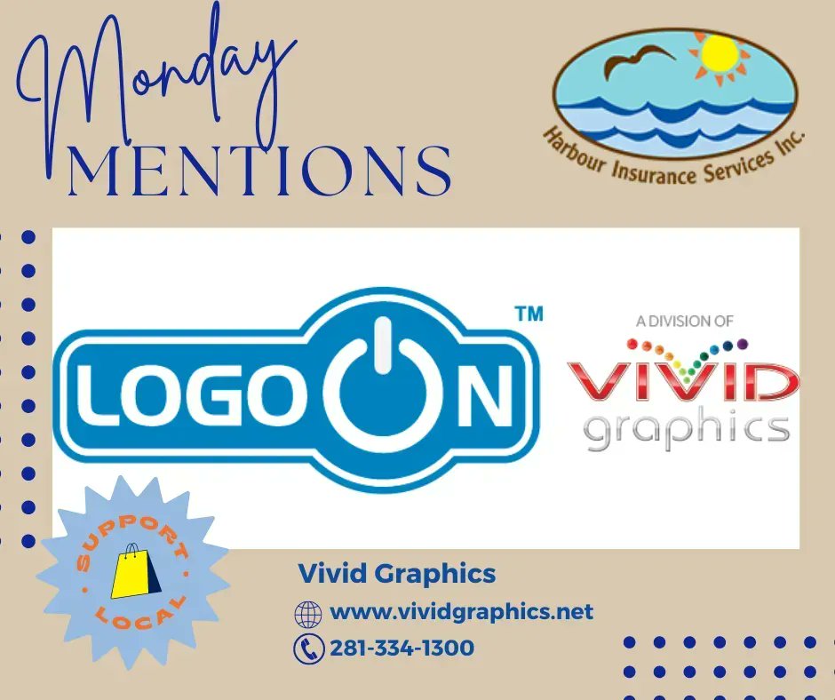 #MondayMentions  Vivid Graphics, delivers quality printing, graphics, apparel, promotional products, posters and banners to their customers. Contact them at 281-334-1300.
Let us help cut your personal or business insurance costs. Visit myharbourinsurance.com  today.
#LeagueCity