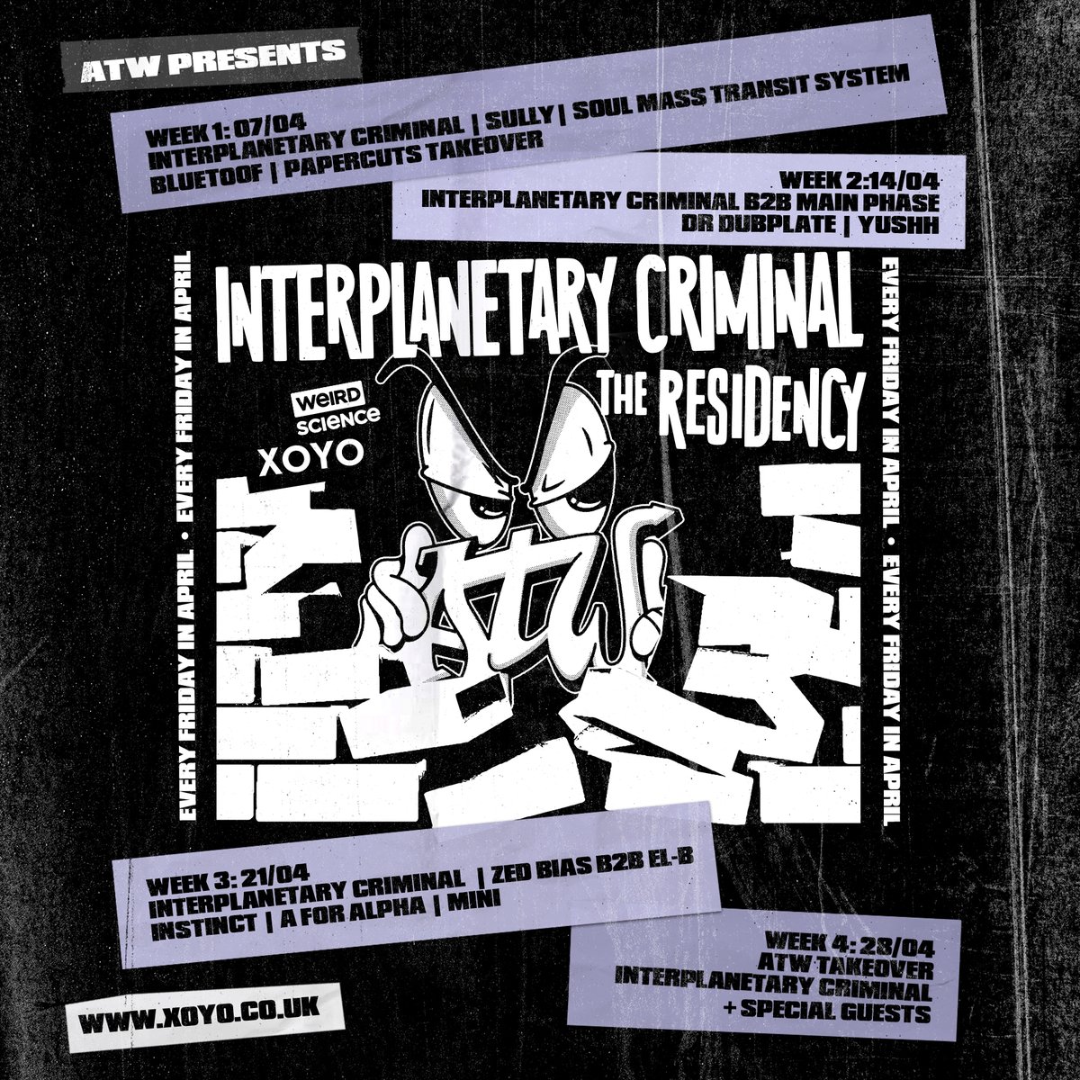 Interplanetary Criminal | Every Friday in April ⚡️ Tickets available Tuesday at 10am via: bit.ly/3YqDQJl Woi oi! The nation's hottest DJ @intergalacticz pulls up for his month-long takeover of XOYO Fridays. Check it, we are going in fully charged! 🔋