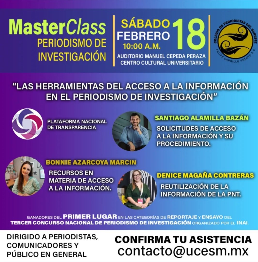DeniceMagana's tweet photo. Extendemos la cordial invitación a todos los interesados en Periodismo de Investigación 😊 es una clase muy práctica y amena 🙌🏼 https://t.co/VzJ34pfCJ9