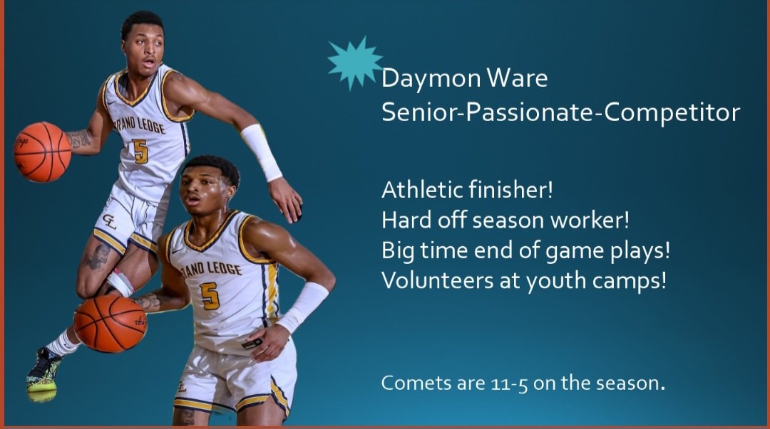 Thank you Daymon for all that you bring to the team. Your spark and your passion make games exciting to watch and your time volunteering at youth camps and leagues will make a lasting impression on the program.