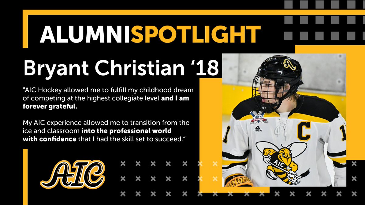 AIC_Hockey's tweet photo. He led by example - on ice for 149 games, 2nd most in the DI era, and in the classroom where he was co-Valedictorian of the Class of 2018.

Now he's a financial adviser and coaching youth hockey back home in Minnesota.

Our first alumni spotlight is @brychr1st1an! #AICommitted https://t.co/n1gsyOP3rQ