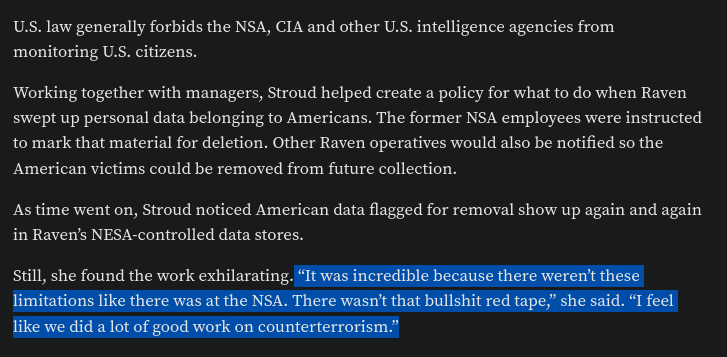 le_science4all's tweet photo. Et pourtant, Lori Stroud, l'une de ces agents US employée par #ProjectRaven et devenue lanceuse d'alerte, reste persuadée qu'ils ont fait "beaucoup de bon travail de contre-terrorisme"
...
alors qu'ils fournissaient littéralement des armes de #cyberterrorisme à une dictature ! https://t.co/FaGc1C7s11