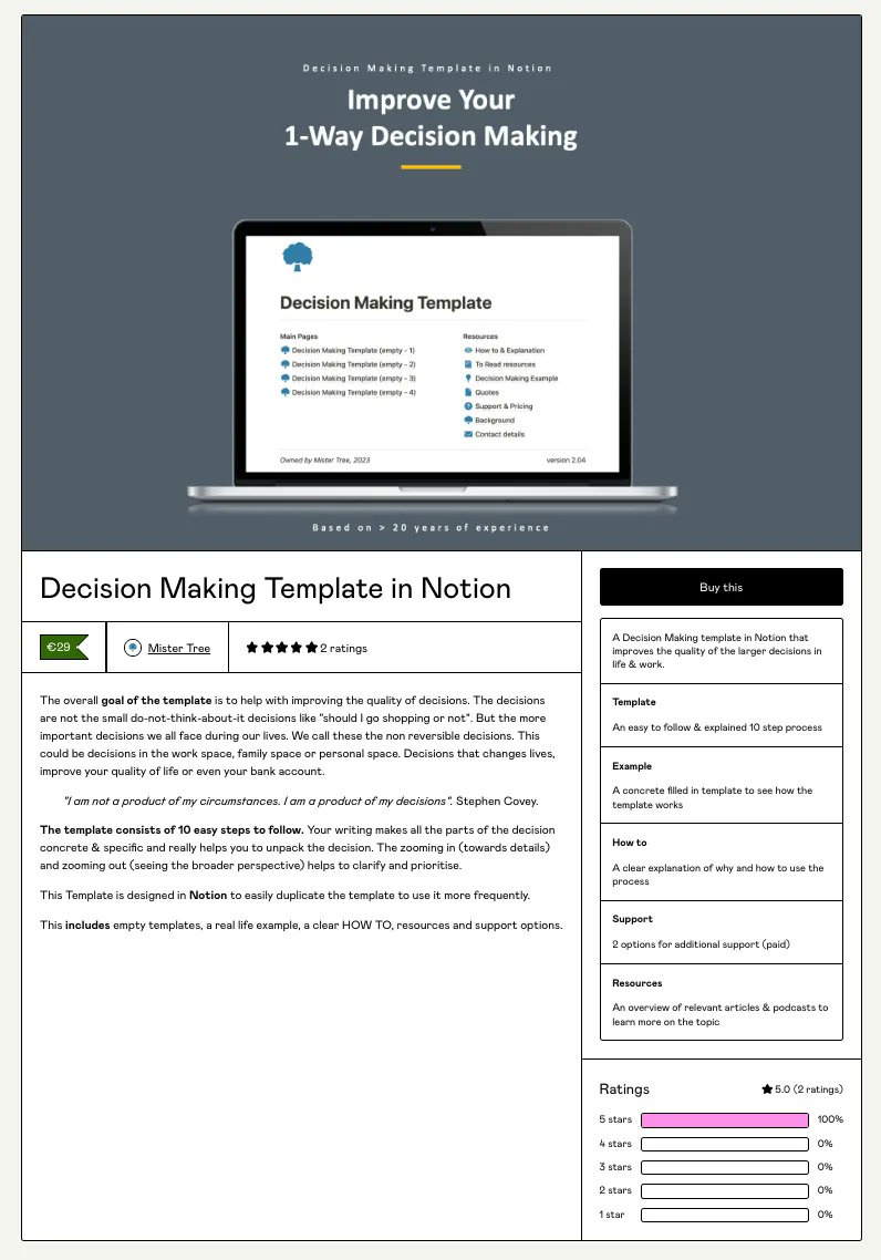 MisterTree73's tweet image. A short view of the Notion Template.  
#notionpress #notionhq #decisionmaking #choices #simple #life