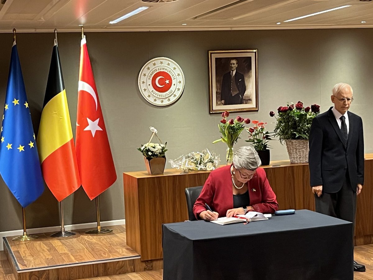 YlvaJohansson's tweet photo. I was deeply saddened by the terrible earthquake that hit the Gaziantep region of Türkiye and also Syria, last week.

Today I registered my condolences at the Turkish Belgian embassy. https://t.co/yDMuRM3mrM