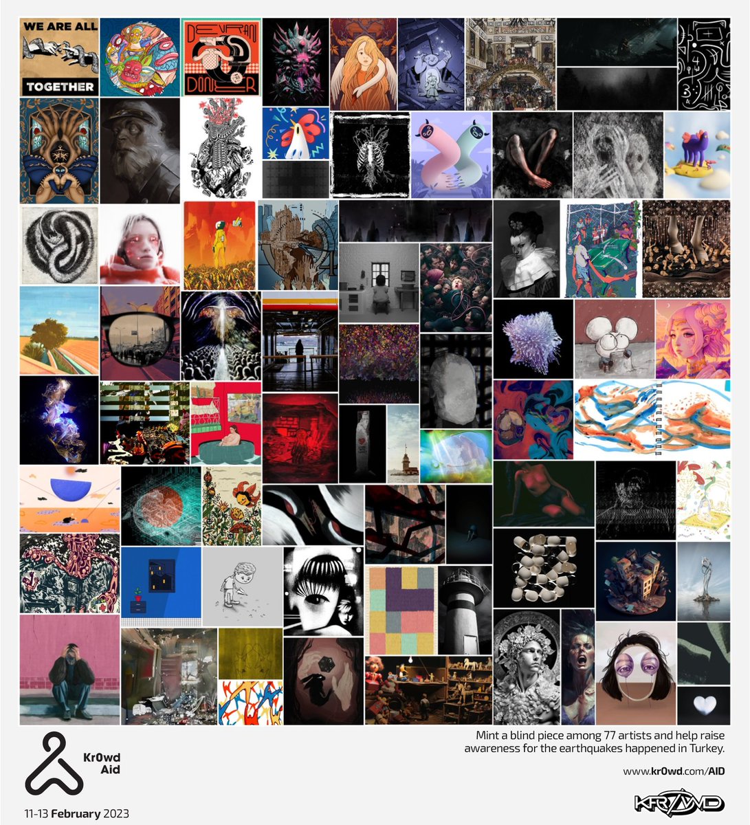 Hi dear frens! ♥️ 

4 hours left until the end of our drop, which we made together with my artist friends to aid for Turkey.
We need your financial and moral support in these difficult times. 
We are grateful for all the support so far. 🫂
Loves from Turkey! ❤️‍🩹