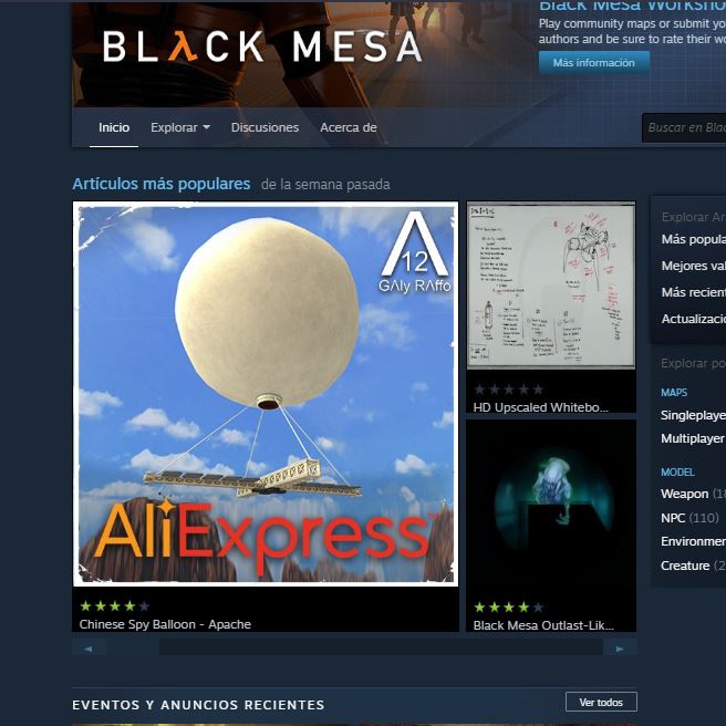 galyraffo12's tweet photo. Parece que mi mod del Globo Espía Chino para Black Mesa Source fue el artículo más popular de la Workshop de Steam la semana pasada. 

#blackmesasource https://t.co/mybnsXKj78