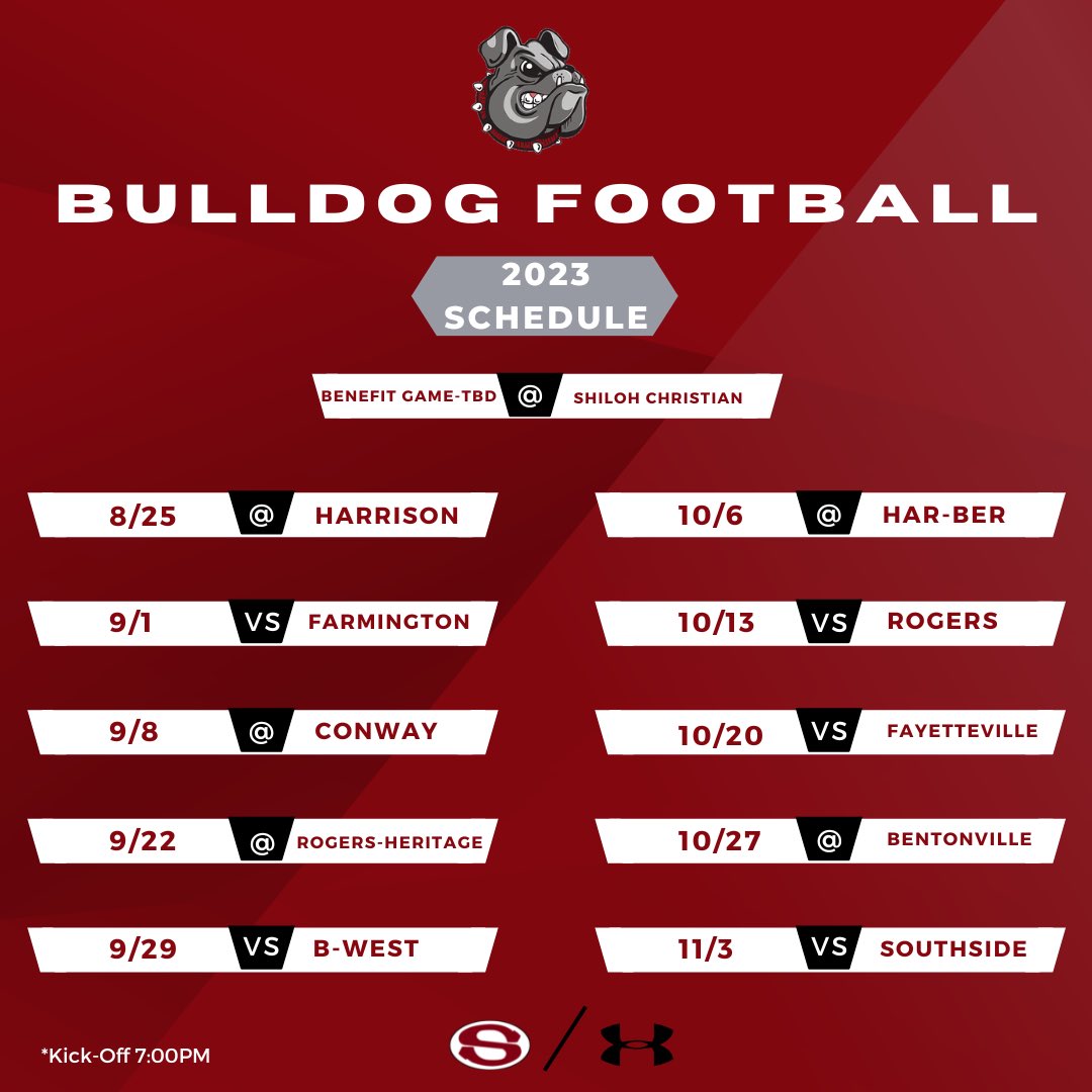 SDale Bulldog FB 🦴🔗 on Twitter "2023 Varsity and JV schedules!"
