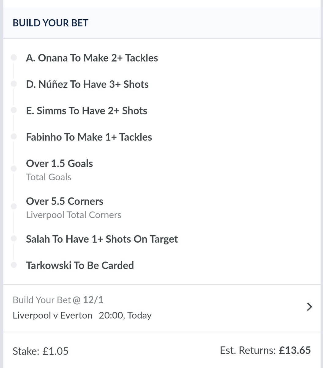 AllVibesBetting's tweet image. Right then, here's our huge 13/1 #AllVibes longshot for #LIVEVE 🔴🔵

We're using some small winnings from an earlier free spin here hence some of the more wild selections here!

These selections are researched but we don't recommend betting silly money! Good luck! 🤞

#LFC #EFC