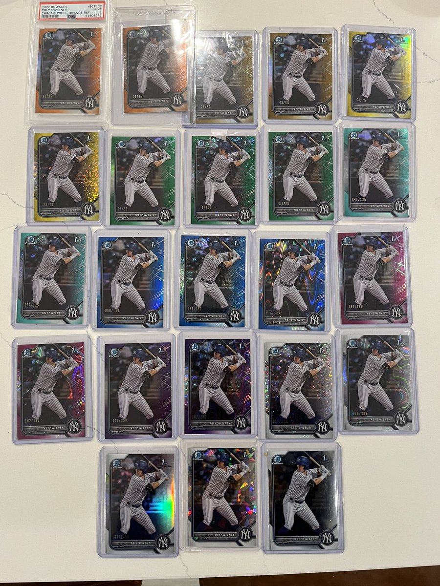 <a href="/Iminsearchof/">ISO</a> Trey Sweeney Bowman Chrome Superfractor and /5 Red Lava and if I have the die-cut /49 (no autos paper or mega or sapphire ) I appreciate all the ppl who reach out as well when they see something