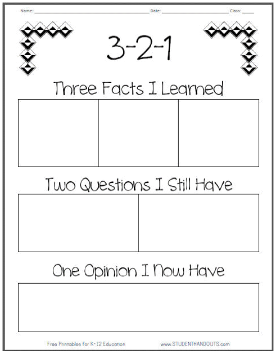 I thought this would make a good exit ticket/closure activity. After a read aloud, students cold complete this handout to reflect on the text. Making this an exit ticket would help you as the educator see where students pay attention and think critically. <a href="/PJLanguageArts/">PJ Language Arts Methodology UWindsor</a>