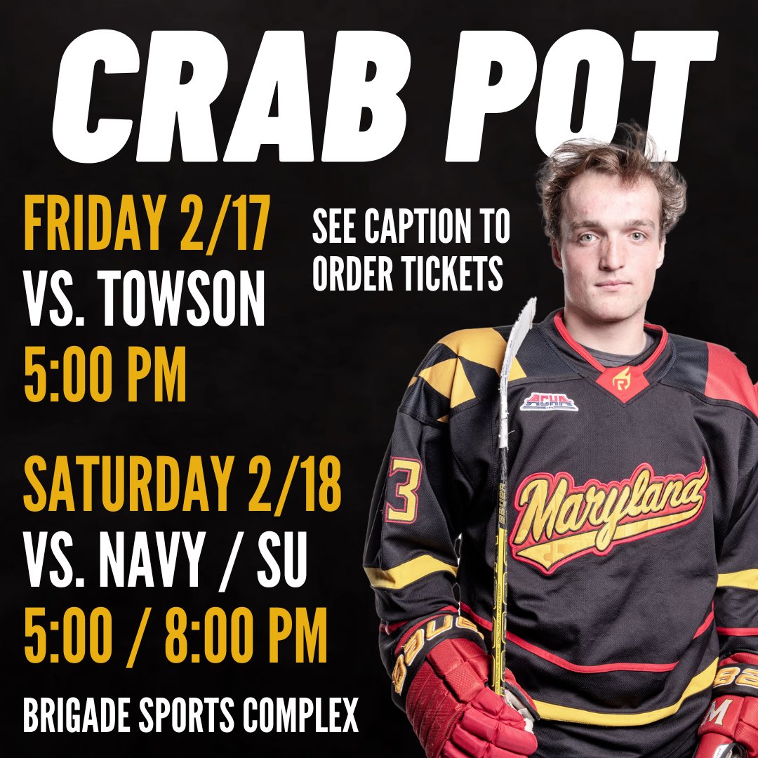 This weekend is the Crab Pot where we will be competing with Towson, Navy, and Stevenson.

Call Brigade Sports Complex at 410-293-9700 to order tickets before it’s too late!