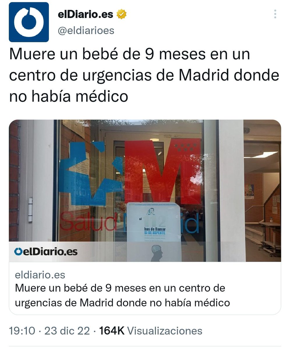 pabloharour's tweet image. Si muere en Valencia olvidan poner el lugar.

Si fallece en Madrid, no solo sí dicen la localización sino que casualmente omiten que el bebé ya estaba muerto antes de llegar al centro de salud.

Esto debe ser el famoso &quot;periodismo a pesar de todo&quot; del que presumen