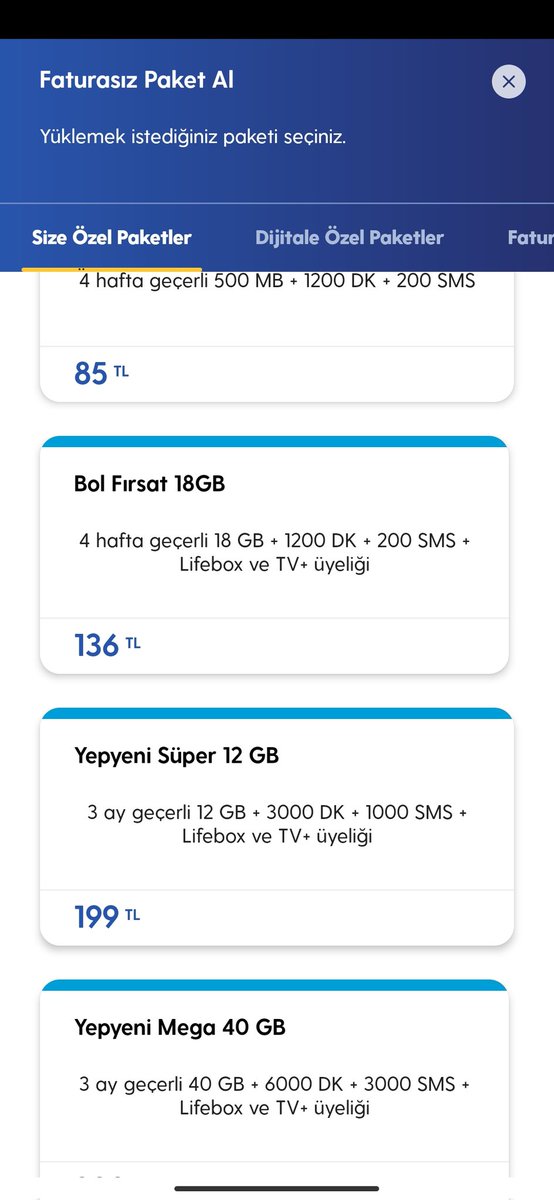 TheDsirT1's tweet photo. #Turkcell biri mantıklı açıklama yapabilir mi? Size özelde 'BOL FIRSAT 18GB' uygulamada 136 TL fakat müşteri temsilcisi 170 diyor bayi 170tlden işlem yapıyor satılmayan tarife neden var? Var ise satılıyor ve ben niye alamıyorum?? #TURKCELLBOYKOT https://t.co/NFlxxzpTBR