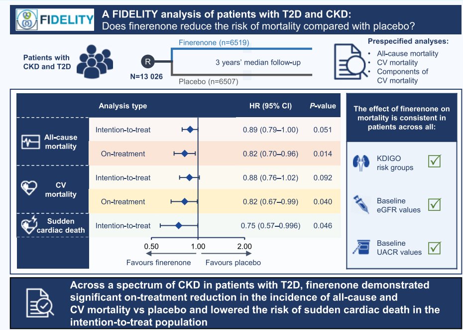 Finerenone reduces mortality in chronic kidney disease and type 2 diabetes while on treatment: a FIDELITY analysis academic.oup.com/ehjcvp/article… @Stenodiabetes @Filippatos @AgarwalRajivMD @BakrisGeorge