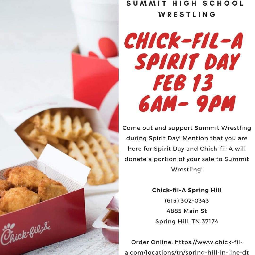 wcsSSTMSpm's tweet photo. Please Support Summit Wrestling @ChickfilA Today/Tonight!
@wcsSHS @wcsSHSAthletics @wcsCOAthletics @SwcWrestling @wcsSSMSAH @wcsSSMS @wcsTSMSmm @wcsTSMS @wcsTSES @wcsCRES @wcsBESsaf @wcsHMS @wcsAES @springhillhmpg https://t.co/6N5oVMwoY0