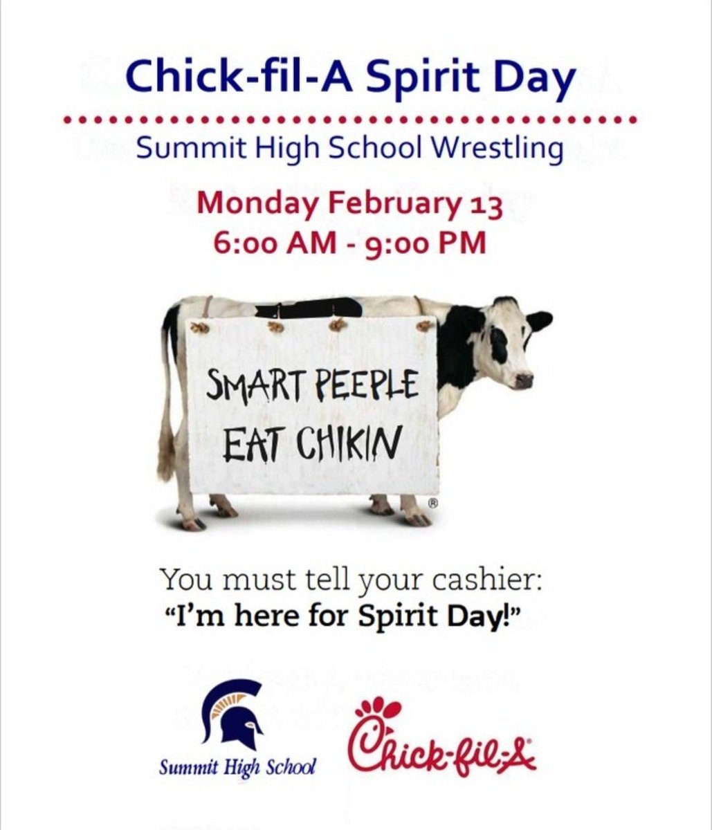 wcsSSTMSpm's tweet photo. Please Support Summit Wrestling @ChickfilA Today/Tonight!
@wcsSHS @wcsSHSAthletics @wcsCOAthletics @SwcWrestling @wcsSSMSAH @wcsSSMS @wcsTSMSmm @wcsTSMS @wcsTSES @wcsCRES @wcsBESsaf @wcsHMS @wcsAES @springhillhmpg https://t.co/6N5oVMwoY0