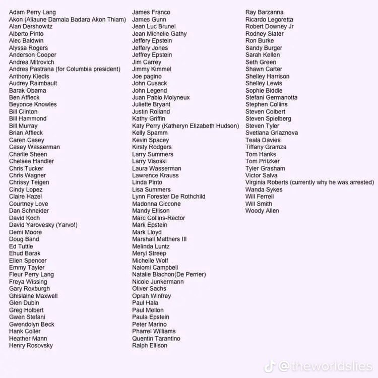 Here’s the list of #Epstein’s clients. These people are evil and should be in jail #EpsteinClientList #RihannaSuperBowl #RitualNFL
