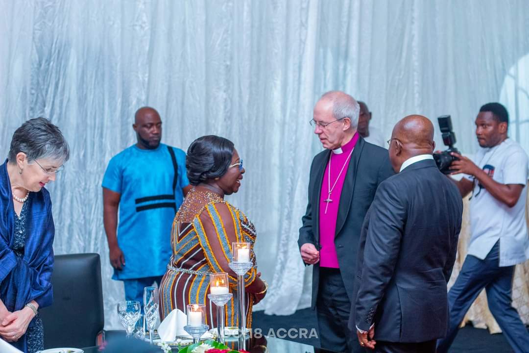 anglicanghana's tweet photo. Last night, President @NAkufoAddo and the First Lady, @RAkufoAddo hosted the Archbishop of Canterbury, @JustinWelby and delegates attending the 18th Anglican Consultative Council Meeting to a Presidential Dinner at the Jubilee House in Accra.
#ACC18 #CPWA #AnglicanNewsGhana https://t.co/4nl6jiAMvQ