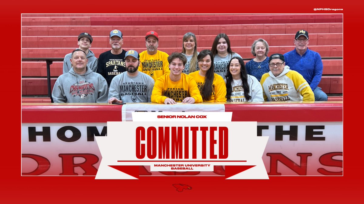 NPHSDragons's tweet image. Congratulations to senior Nolan Cox, who has signed his letter of commitment to play baseball at Manchester University (@MUSpartanBase)