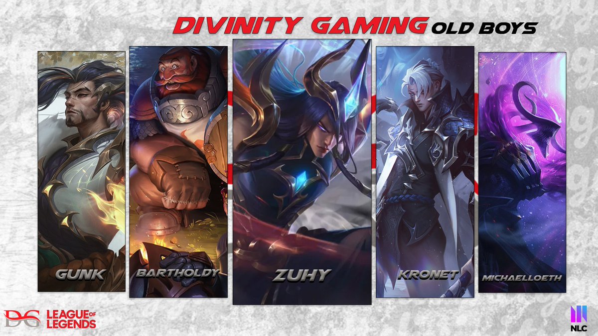 gamersdivinity's tweet image. @NLClol 3. division Old Boys roster announcement!

Top -🇩🇰@GunkusM 
Jungle -🇩🇰@BartholdyLoL 
Mid -🇩🇰@lol_Fisherman 
Adc -🇩🇰@Takodolol 
Support -🇩🇰@MichaelLoeth 

Subs:
🇩🇰@Marc0CS
🇩🇰 @spisepinde 

Coach:
🇬🇧@CoachKybet 

Manager: 
🇩🇰@LinaTheeOne 

#LeagueOfLegends | #DivinityGaming