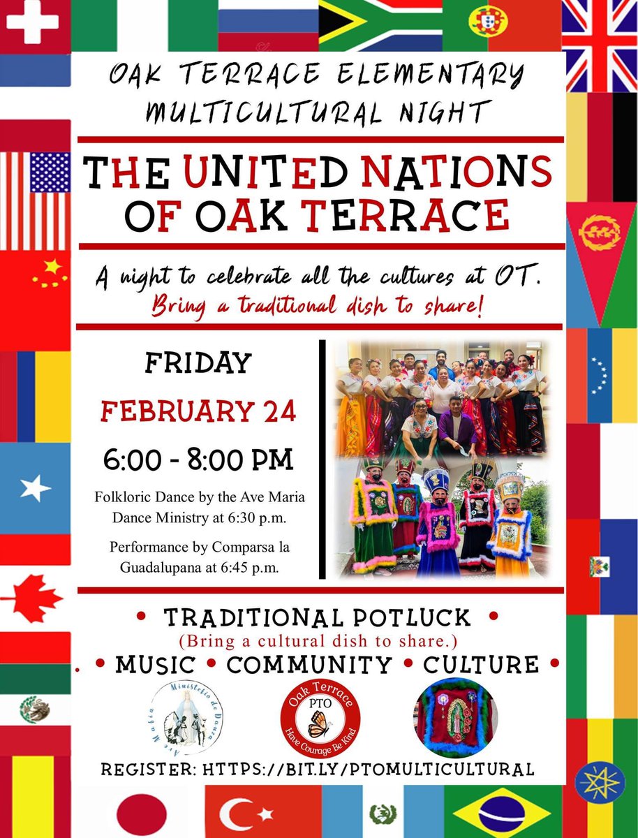 ¡No te pierdas este evento multicultural lleno de comida tradicional, música y comunidad! Registrate/Register aquí/here: bit.ly/PTOMultiCultur… Don't miss out on this multicultural event full of traditional food, music, and community. #112Leads #SomosOT @otmonarchs