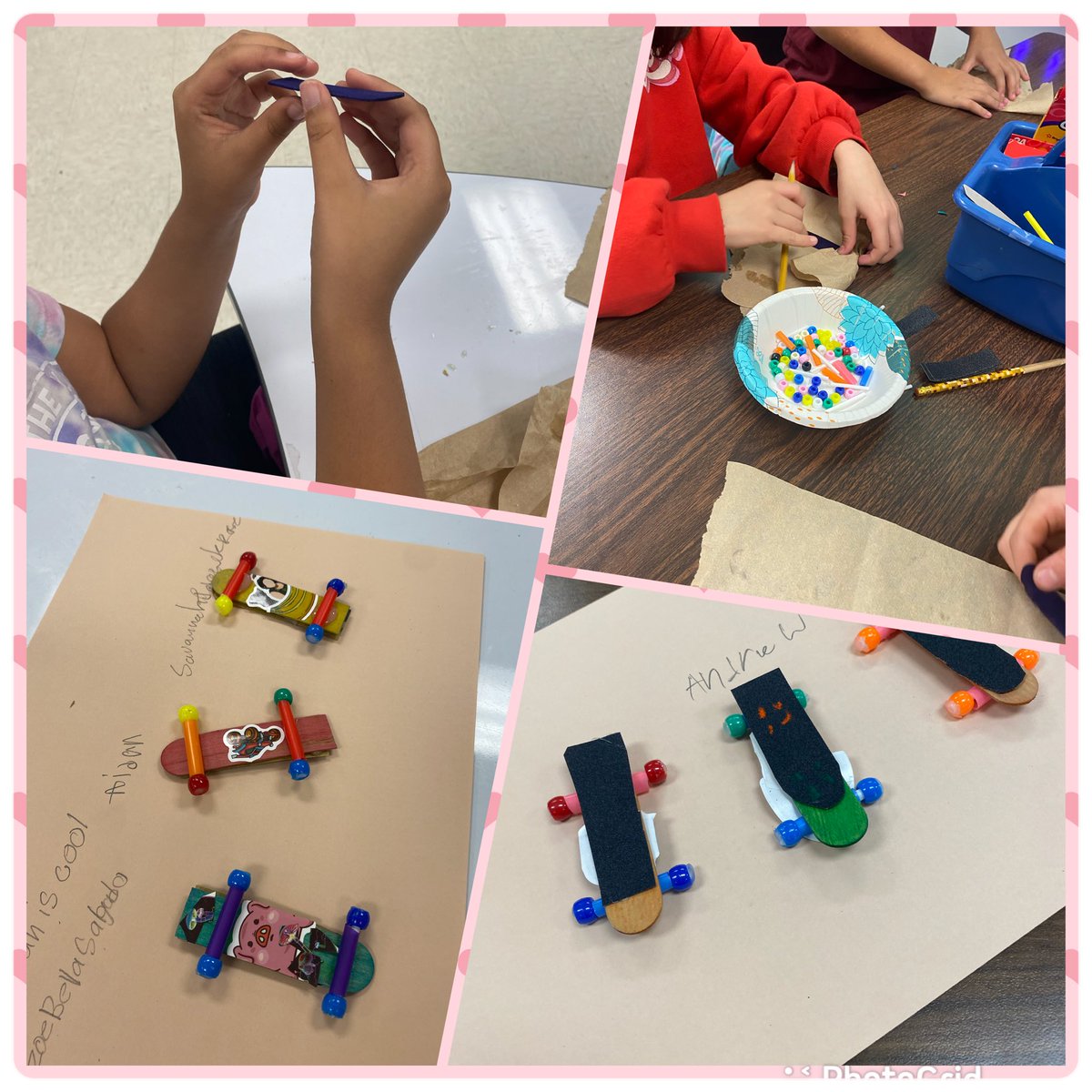 Rose_STEMS's tweet photo. Mechanical engineers in 3rd grade @NISDBraunStat are demonstrating how a wheel and axle are important to our cars and….skateboards. These fingerboards were a hit and so much fun to make! #STEMtastic https://t.co/XbPfKLHmnB