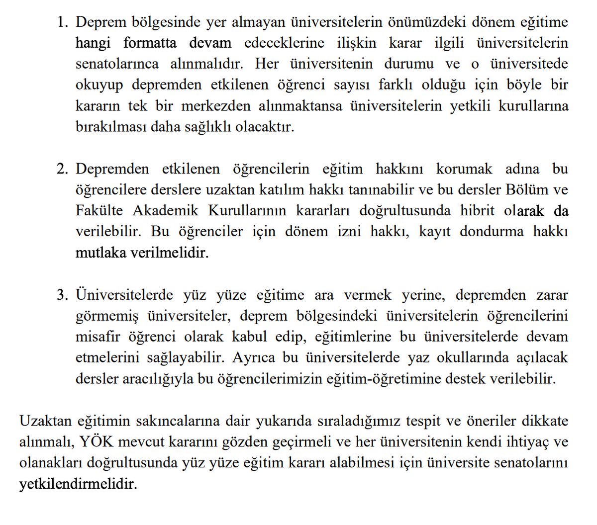 Orta Doğu Öğretim Elemanları Derneği açıklaması: "Üniversiteler Yüz Yüze Eğitime Devam Etmelidir." (13.02.2023). 👇
