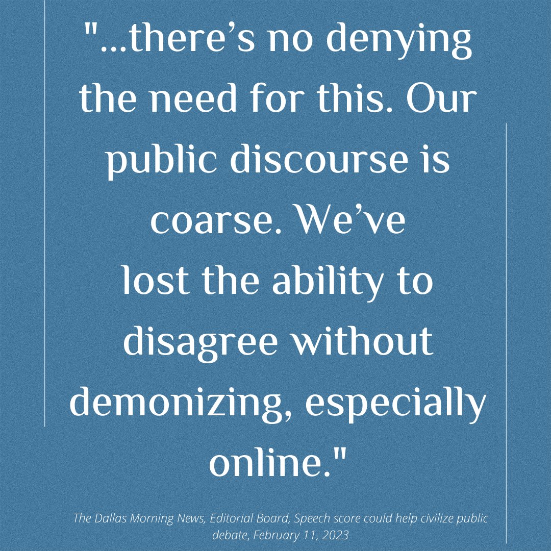 TheDignityIndex's tweet photo. "If you want to change behavior, you label it, find a way to measure it, and do an intervention," said Tami Pyfer, co-founder of The Dignity Index. Help change our national political behavior for the better!
 #politics #dignity #respect #dignityindex
@dallasnews @thecalltounite https://t.co/2ZO7JMoOcV