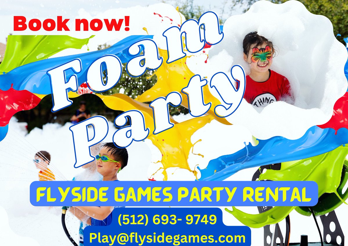 Book your foam party now! 🤗
#foamparty  #flysideatx #flysidegames #partyrentals #summeractivities #springactivities