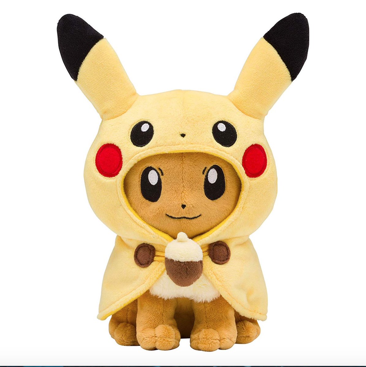 PokemonGems's tweet photo. This Eevee cosplaying as a Pikachu plush is so cute https://t.co/GPjVnAkEae