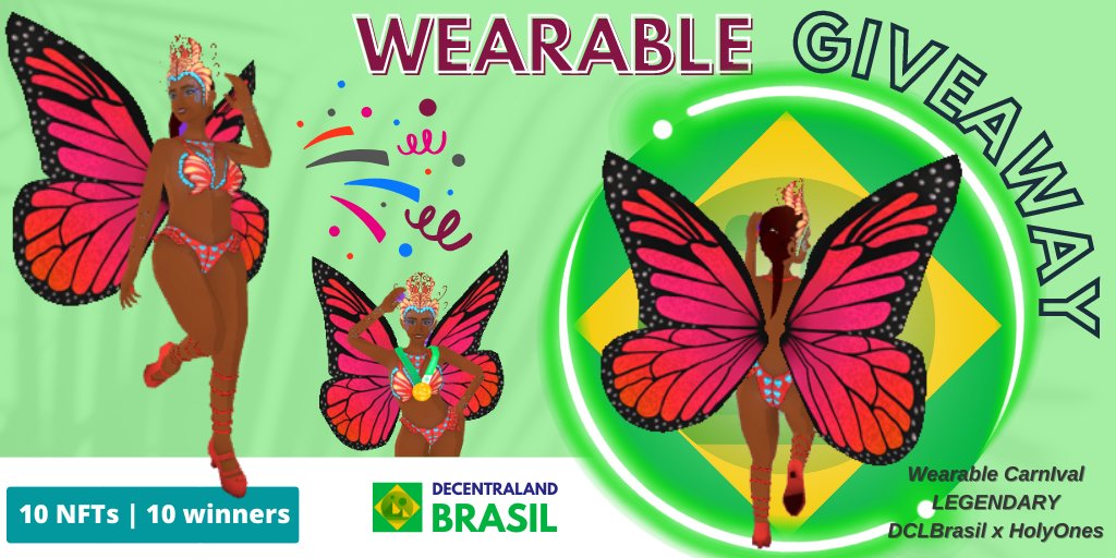 DCL_Brasil's tweet photo. 🎁#Wearable #Carnival #Giveaway for your Avatar! Sambar with Style at #MVCW

🏆10 winners

To participate:
1️⃣ Follow @DCL_Brasil  @TheHolyOnesNFT @atrovenado
2️⃣Like and Retweet
3️⃣Tag 3 friends+Wallet

⏰ 72h | Good Luck
On Sale: https://t.co/wSsHfCQInw

#canaval2023  #NFTGiveaway https://t.co/DmI5omEFgz