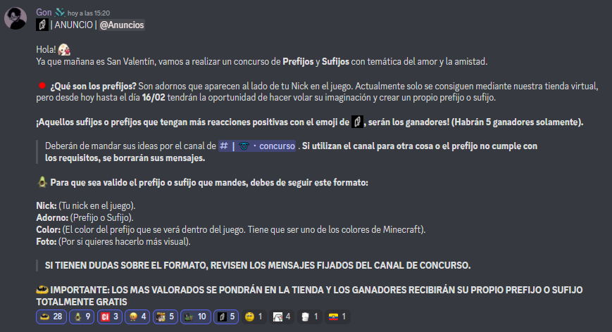 KirosCraft's tweet photo. ¡NUEVO CONCURSO! 👀
Crea tu propio prefijo o sufijo y presúmelo dentro del servidor en caso de que seas el ganador. 
Los prefijos ganadores serán vendidos en nuestra tienda (https://t.co/XtpuDNvX4S). 

¿Te gustaría participar? Únete a nuestro Discord: https://t.co/fxo4Ttr11a https://t.co/CxUH4kymyi