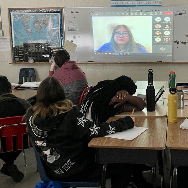 sylviascottMun's tweet photo. Grade 7 and 8 students from @mun_RETSD had the opportunity to meet author Primrose Madayag Knazan today. Her book, Lessons in Fusion, is one of 10 books nominated for the @MyrcAward. https://t.co/idbxLWbVsh