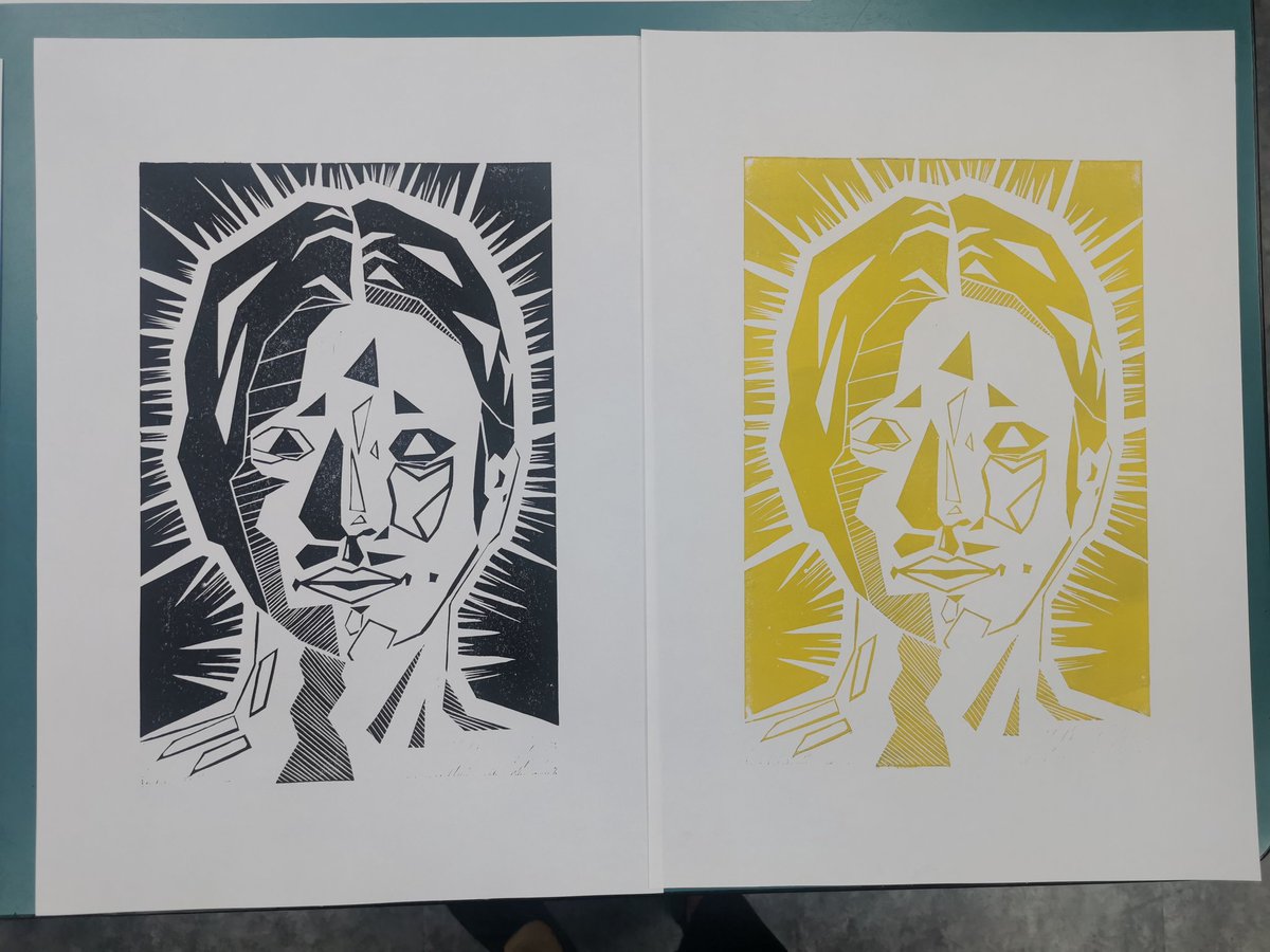 ms_barrenechea's tweet image. Y10 self portrait linoprints have turned out spectacular #linoprinting #linocut #selfportrait