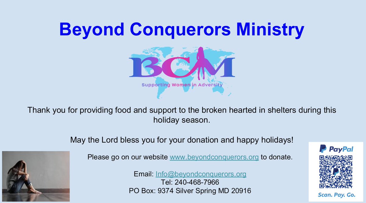 May the Lord bless you for your donation and happy holidays!
To donate, please visit our website: beyondconquerors.org